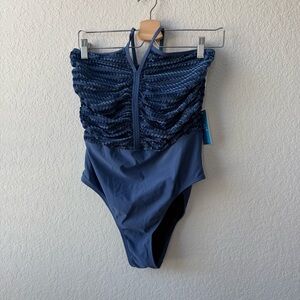 Cupshe Blue Wave Pattern Swimsuit